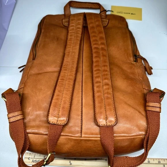 NWT Brown Leather Backpack Marta Ponti Portugal Marta Ponti Mens Unisex Brown Leather Sling Backpack Made In  main image 2